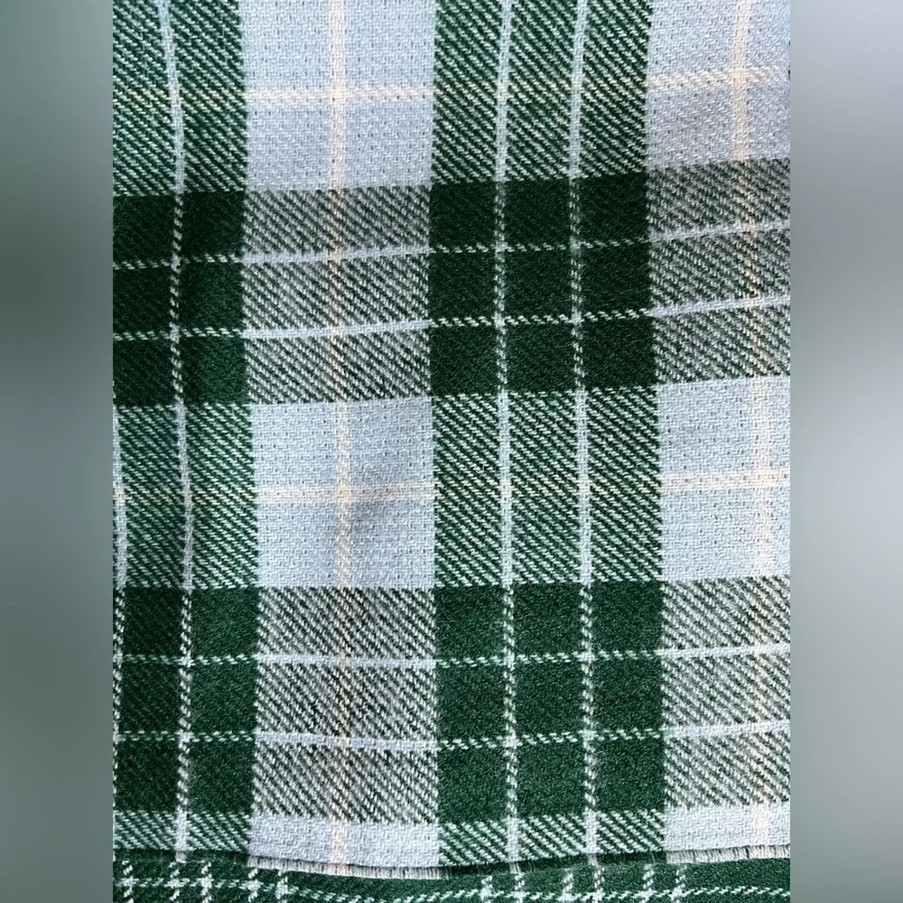 NWT J.Crew Plaid Green Blue and White Blanket Scarf